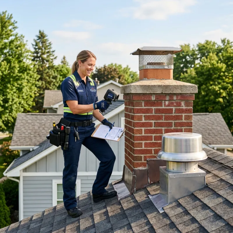 Technician inspecting a Lyndhurst roof cavity and ductwork for a dead bird